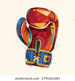 Vibrant red blue and orange boxing glove