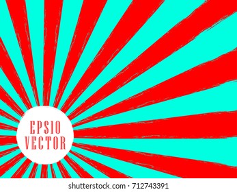 Vibrant red and blue sunburst abstract background. EPS10 vector illustration for christmas, new year, festival banner, backdrop, wallpaper. Grunge ink brush stroke textured sun rays design. 