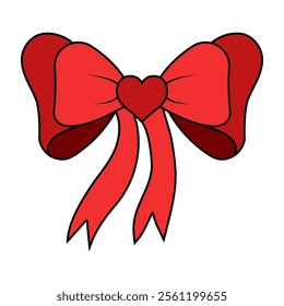 Vibrant Red Bow with Heart Centerpiece for Festive Occasions