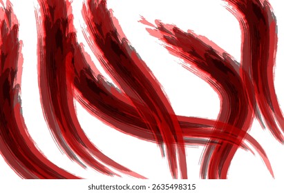 Vibrant Red Brush Stroke Design , Hand Drawn Art 