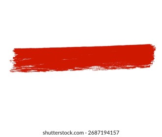 A vibrant red brushstroke creates a bold and artistic statement on white