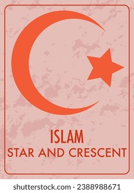 Eine lebendige rote Karte mit dem Symbolstern und dem Symbol des Islam