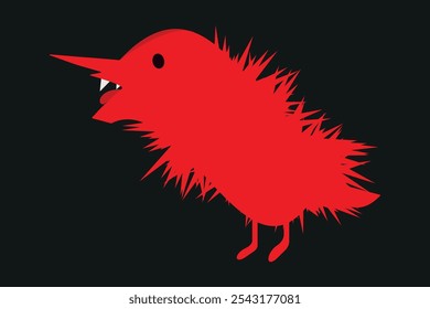 Vibrant red cartoon bird  Spring cute birds with spiky protrusions, combining cuteness and danger for a playful, edgy, and memorable character design. Perfect for a logo design