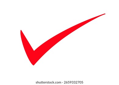 Uma marca de verificação vermelha vibrante destaca-se contra um fundo claro, transmitindo validação e sucesso. Seu design simples o torna ideal para sites, apresentações e vários projetos criativos