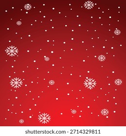 Lebendig roter Weihnachtsgradienten-Hintergrund mit fallenden weißen Schneeflocken und leichten Schneefall Textur Design.