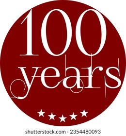 Vibrant Red Circle with 100 Years in Modern Typography