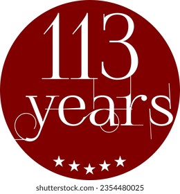 Vibrant Red Circle with 113 Years in Modern Typography