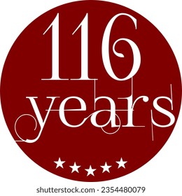 Vibrant Red Circle with 116 Years in Modern Typography