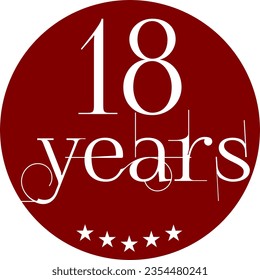 Vibrant Red Circle with 18 Years in Modern Typography