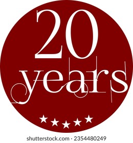 Vibrant Red Circle with 20 Years in Modern Typography