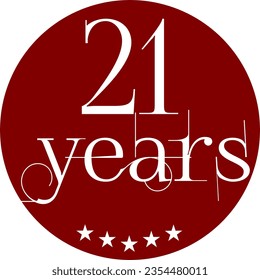 Vibrant Red Circle with 21 Years in Modern Typography