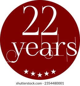 Vibrant Red Circle with 22 Years in Modern Typography