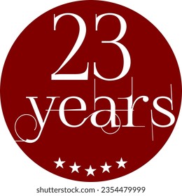 Vibrant Red Circle with 23 Years in Modern Typography