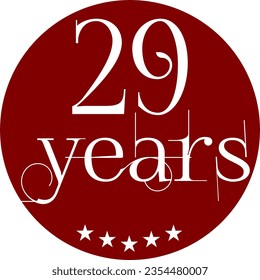 Vibrant Red Circle with 29 Years in Modern Typography