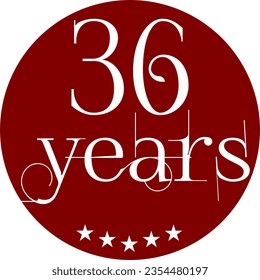 Vibrant Red Circle with 36 Years in Modern Typography