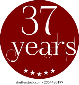 Vibrant Red Circle with 37 Years in Modern Typography