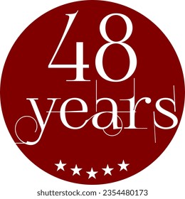 Vibrant Red Circle with 48 Years in Modern Typography