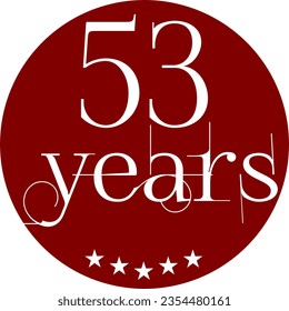 Vibrant Red Circle with 53 Years in Modern Typography