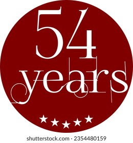 Vibrant Red Circle with 54 Years in Modern Typography
