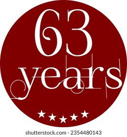 Vibrant Red Circle with 63 Years in Modern Typography