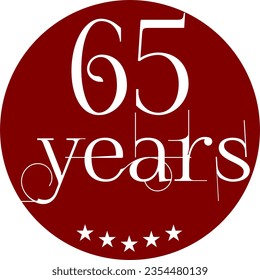 Vibrant Red Circle with 65 Years in Modern Typography