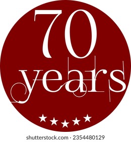 Vibrant Red Circle with 70 Years in Modern Typography