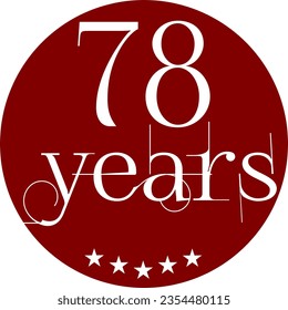 Vibrant Red Circle with 78 Years in Modern Typography