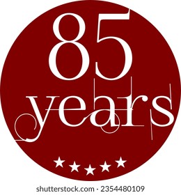 Vibrant Red Circle with 85 Years in Modern Typography