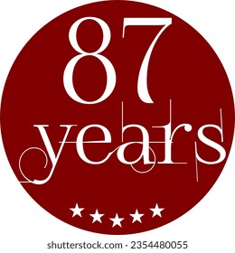 Vibrant Red Circle with 87 Years in Modern Typography