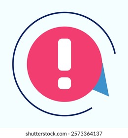 A vibrant red circle icon featuring an exclamation point positioned inside it
