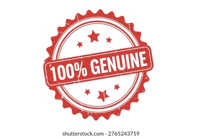 A vibrant red circular seal with a starburst border proclaiming '100% Genuine'.