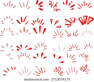 Vibrantes Elementos de estilo cómico rojo y resaltan los colores dispuestos en un conjunto limpio, perfecto para decoración, énfasis, efectos de movimiento y proyectos de Diseño gráfico dinámico.
