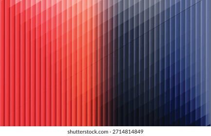 Gradiente rojo a azul oscuro vibrante sobre un moderno fondo de patrón acanalado geométrico.