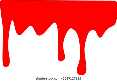 Efeito de tinta pingando vermelho vibrante isolado no fundo branco. Perfeito para projetos de horror, Halloween, grafite ou design criativo que precisam de textura arrojada.
