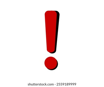 Vibrant red exclamation mark icon centered on a white background, signifying importance or alert.