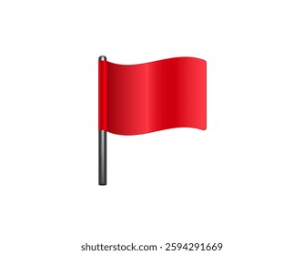 A vibrant red flag attached to a sleek black pole appears to be waving gently.