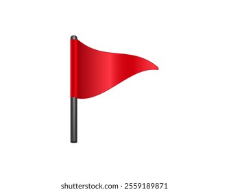 A vibrant red flag waves on a sleek black pole, often symbolizing alert, warning, or danger.