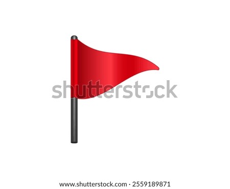 A vibrant red flag waves on a sleek black pole, often symbolizing alert, warning, or danger.