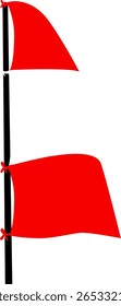 Sinalizadores vermelhos vibrantes no polo preto - Sinal de aviso simples ou ilustração decorativa