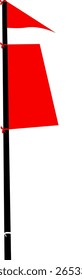 Vibrant Red Flags on Black Pole - Simple Graphic Illustration for Markers and Symbols