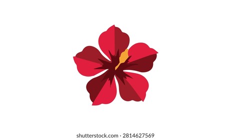 Vibrant red flower with a yellow center, isolated on a plain white background, emphasizing its natural beauty and vivid colors.