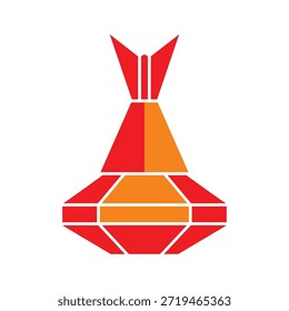 Figura geométrica vermelha vibrante com elementos de design angulares