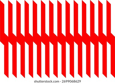 Vibrant red geometric pattern with repeating vertical shapes forming a bold optical design, ideal for modern textiles, wallpapers, branding elements, and contemporary artwork.
