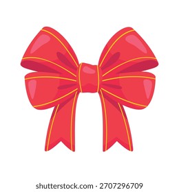 Arco rojo vibrante del regalo con la ilustración de las rayas doradas