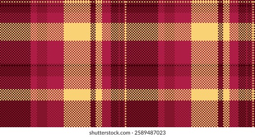 Vibrant red and gold plaid pattern.  Perfect for autumnal designs, textile projects, or website backgrounds.  This seamless texture offers a warm and inviting feel, symbolizing comfort and tradition.