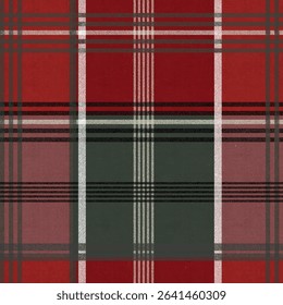 Vibrant red and gray plaid fabric design for seasonal decor.