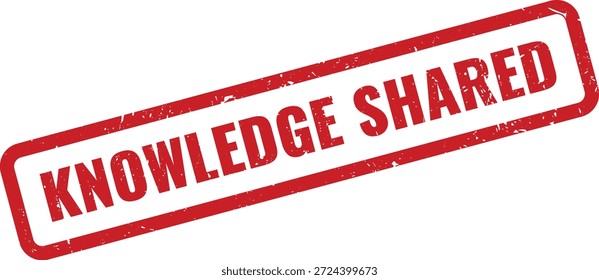 Um vibrante carimbo vermelho grunge exibe de forma destacada o "CONHECIMENTO COMPARTILHADO", simbolizando educação, troca de informações e colaboração.