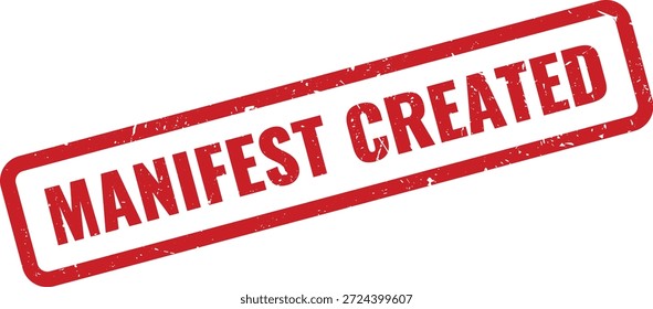 Selo vermelho vibrante indicando que um manifesto foi criado, ideal para logística, transporte e documentação oficial.