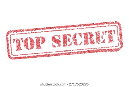 Um vibrante selo de vetor grunge vermelho exibindo proeminentemente o texto em negrito "TOP SECRET" dentro de um quadro retangular. Este gráfico significa confidencialidade, informações classificadas e acesso restrito.