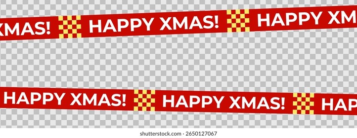 Vibrant Red Happy Xmas Tape For Holiday Packaging, Gift Wrapping, Seasonal Advertising, And Festive Branding Projects. Vector Illustration.